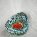 Lava and cyan foam enamel ashtray - Fat lava ceramic - 60s - 70s