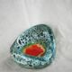 Lava and cyan foam enamel ashtray - Fat lava ceramic - 60s - 70s