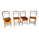 4 "Diana n° 325" designer chairs, 1950s boarding school chairs with drawers