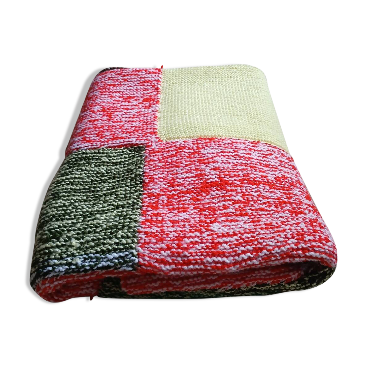 Plaid patchwork hand-knitted