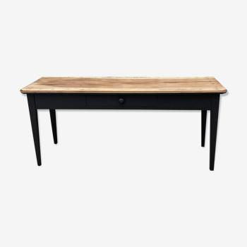 Console natural tray black footing