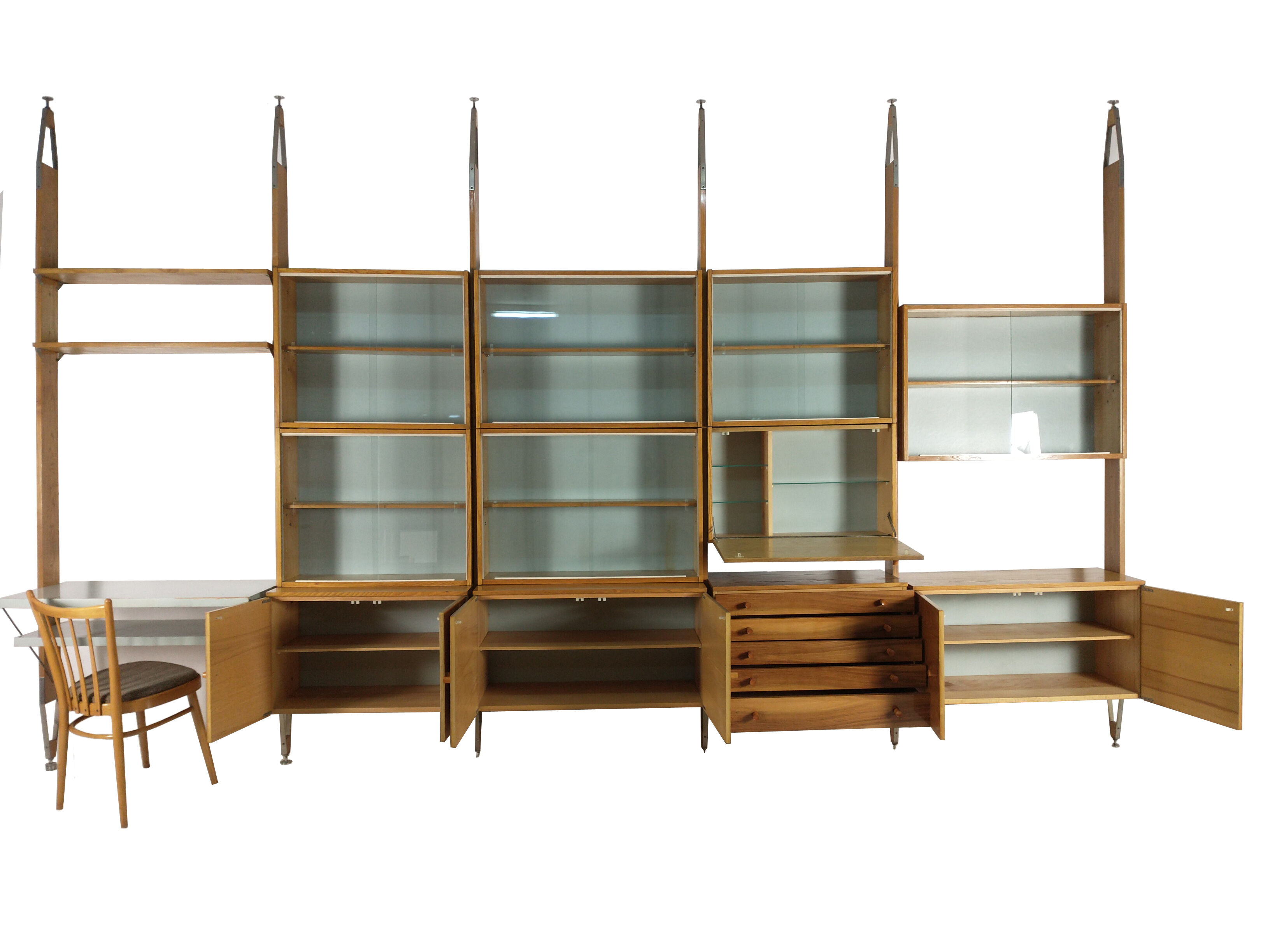 Unité murale modulaire vintage par Jitona, années 1960, ensemble de 6