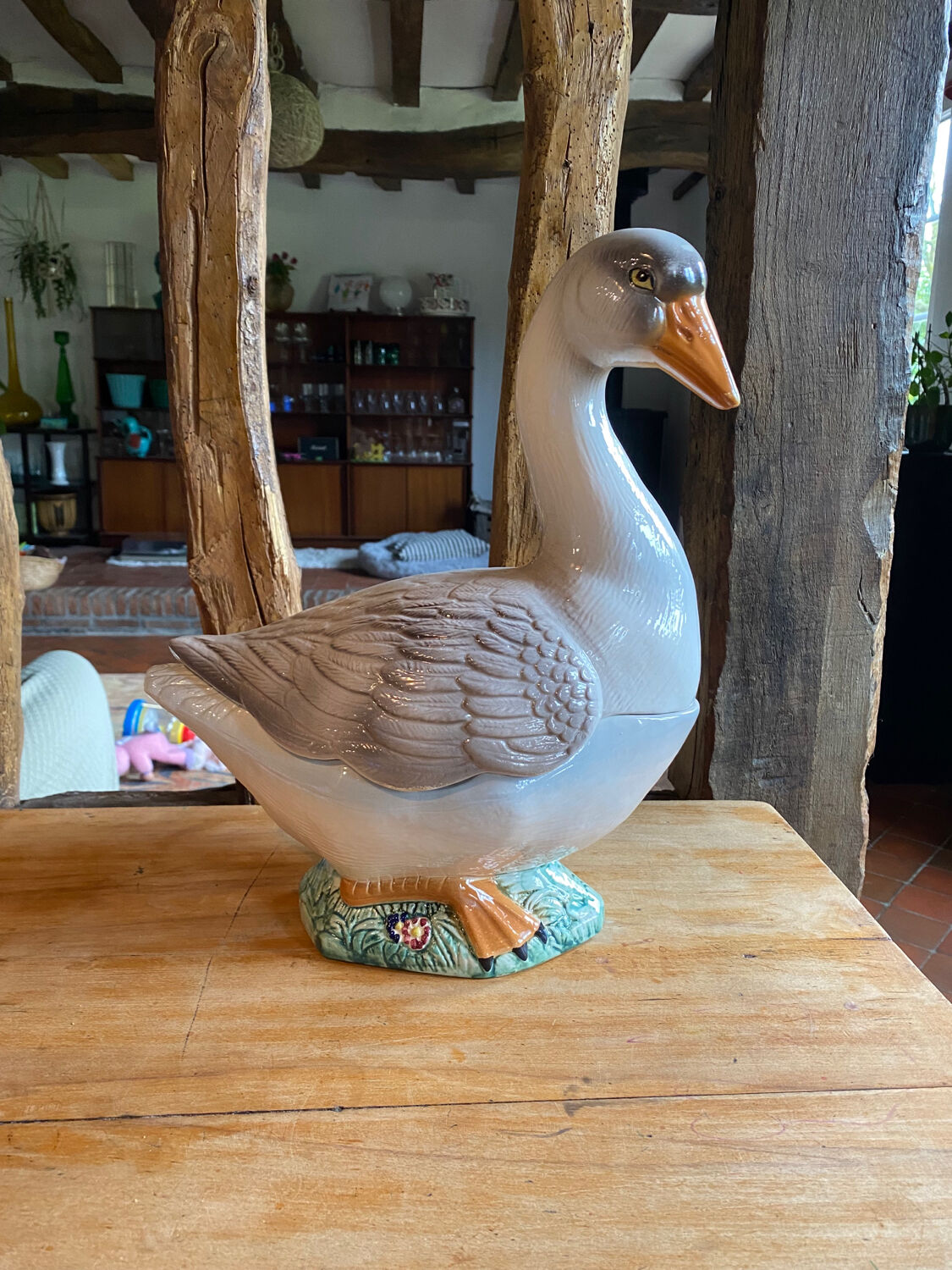 Old soup tureen in the shape of a goose