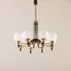 Italian mid-century chandelier in brass and teak, 1960s