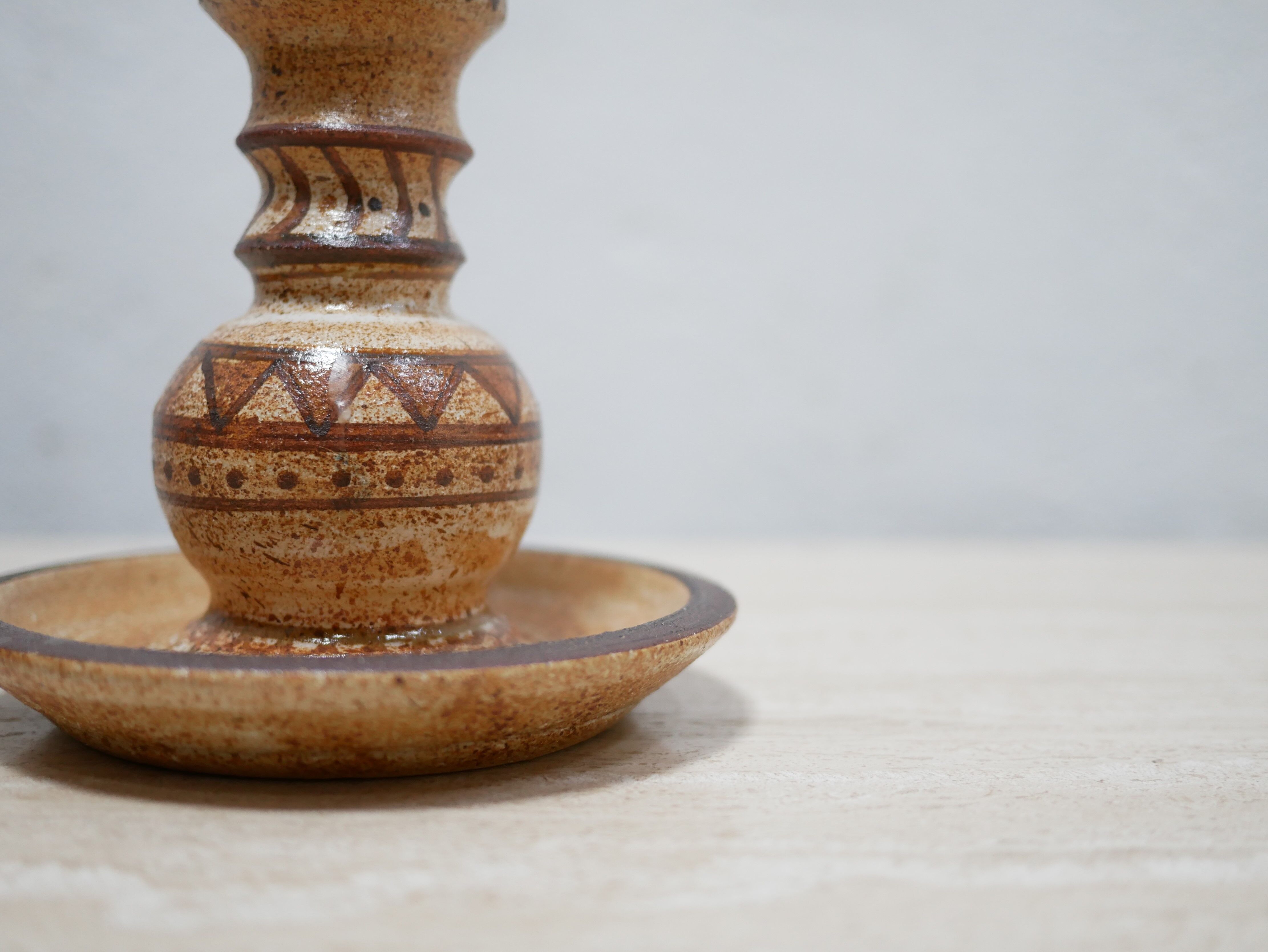 Vintage stoneware candle holder