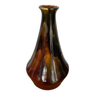 Ancien vase soliflore céramique multicolore vintage