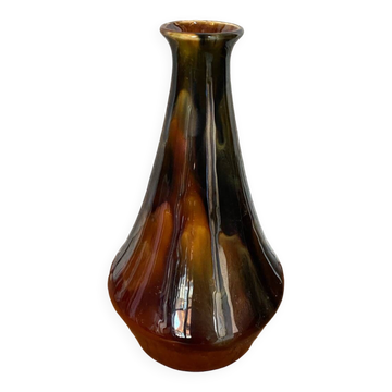 Antique vintage multicolored ceramic soliflore vase
