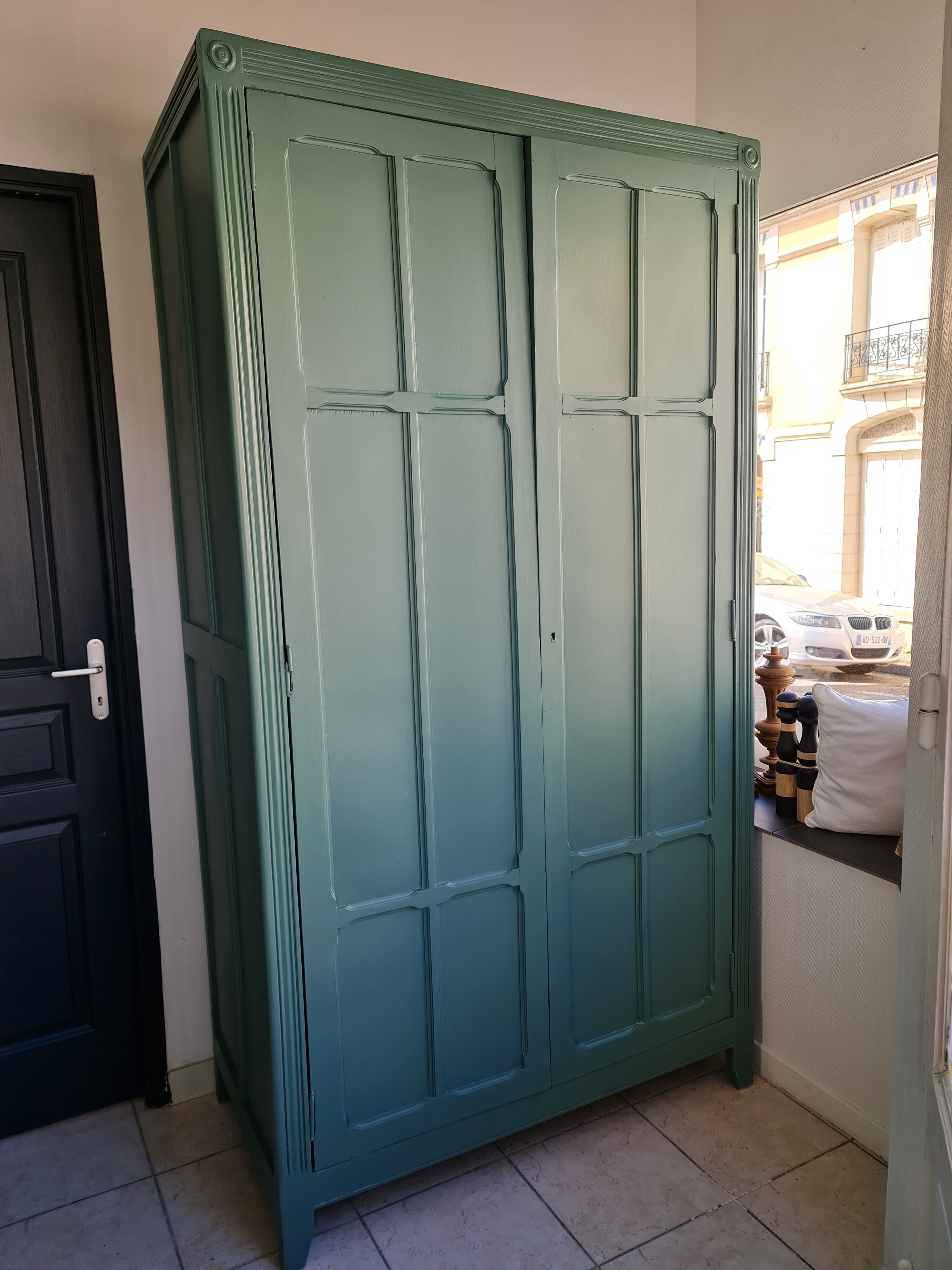 Parisian wardrobe green sage interior ouatine
