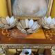 Set of vintage mother-of-pearl and brass wall lamps