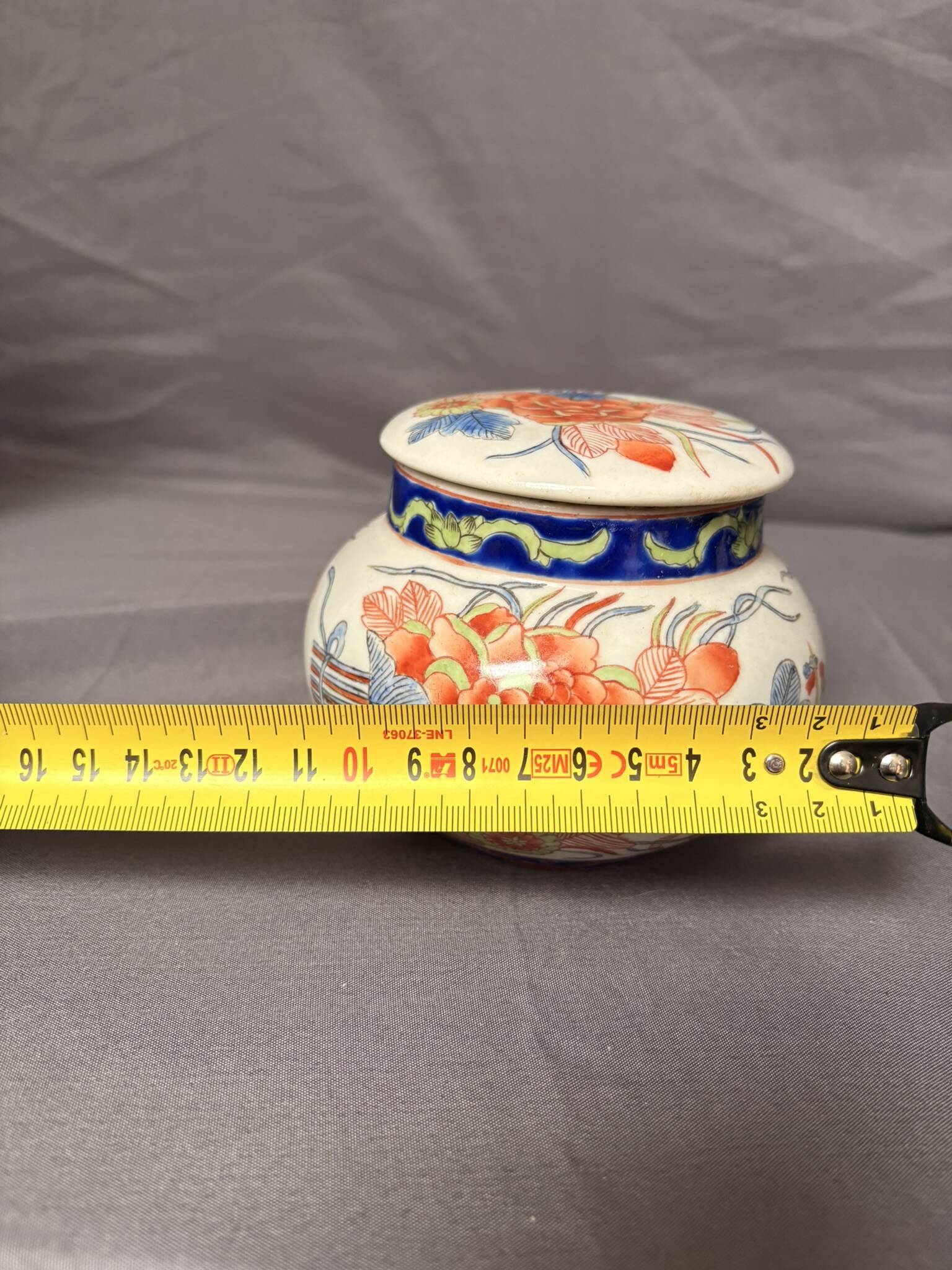 Ancien Pot Gingembre Bonbonnière Chinois Décor Floral Porcelaine