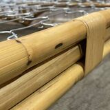 Lit en rotin des années 1960 avec son sommier métal.