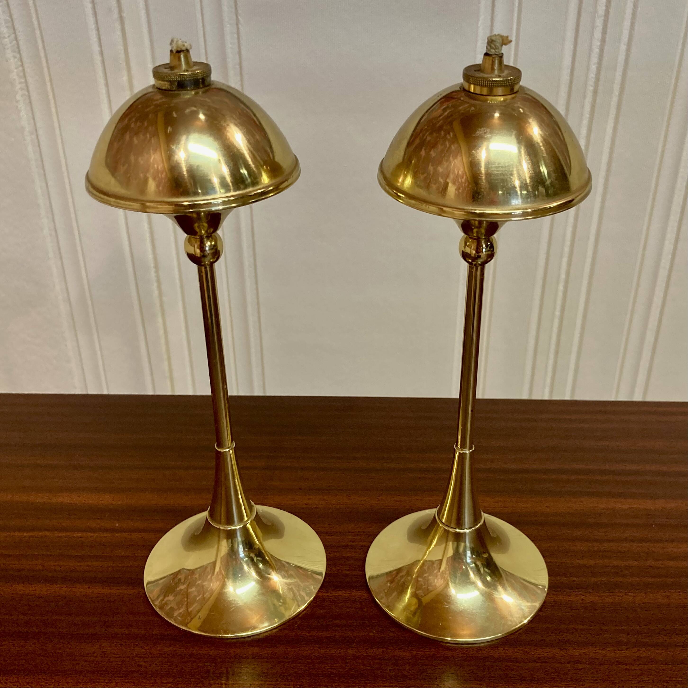 Pair of 1960s Scandinavian design oil lamps.