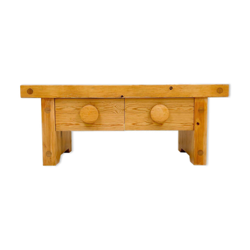 Banc scandinave moderne en pin massif par Fröseke, fabricant de meubles en Suède, années 1970