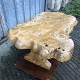 Handcrafted Brutalist coffee table in solid elm