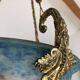 Suspension/Muller Glass Paste/Turquoise Blue & Bronze Frame/Art Nouveau