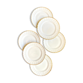 6 flat plates in white and golden Limoges porcelain, Verlaine service