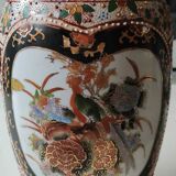 Japanese baluster vase Imari style. Peacock/Floral motifs, stamped. High 35.5 cm