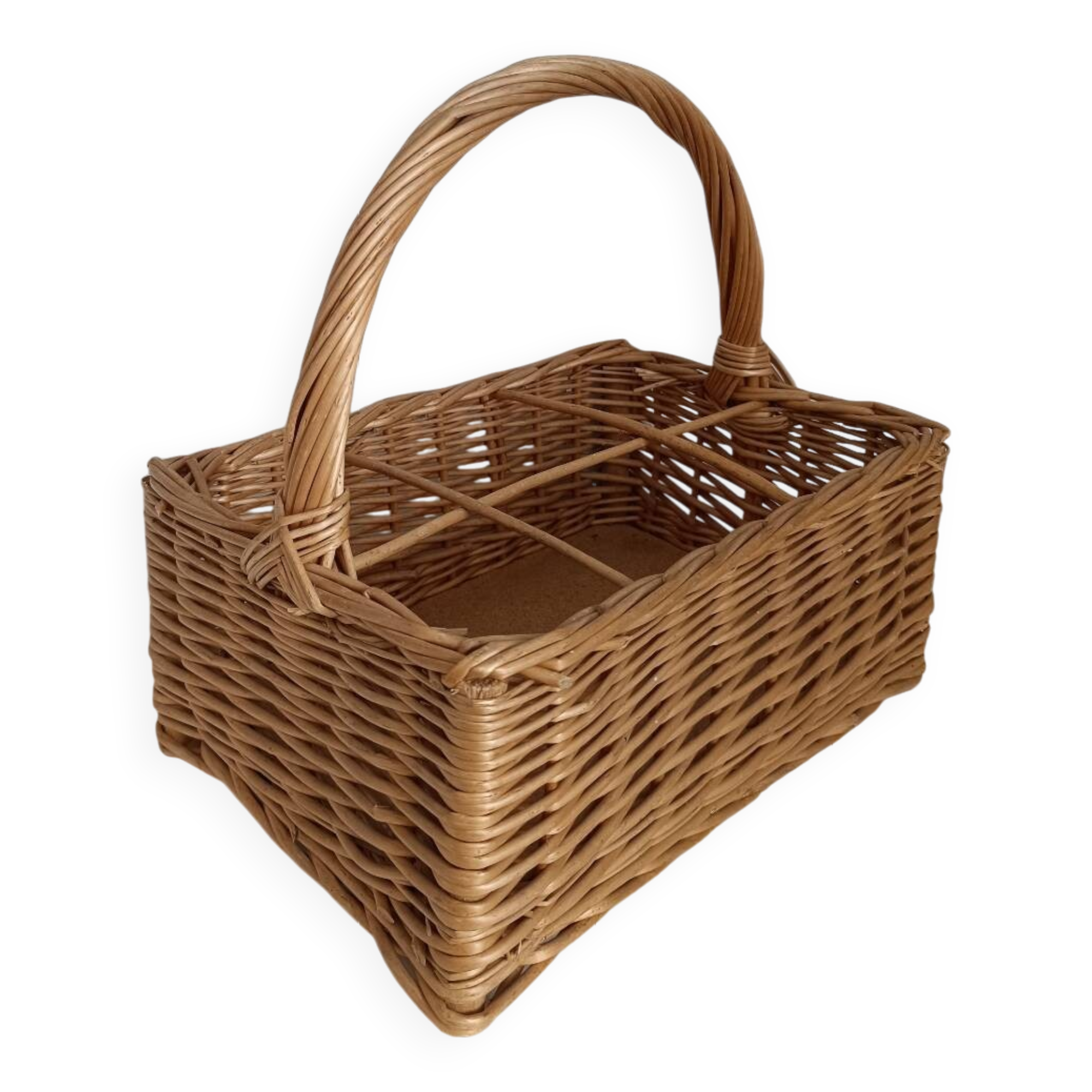Vintage wicker bottle basket