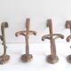 4 patères double bronze porte manteau chapeau ancienne