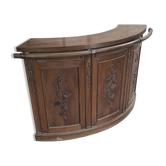 Walnut quarter-circle bar counter dating from the 50s/60s