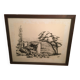 Illustration/signed paper print, framed, 60s/70s