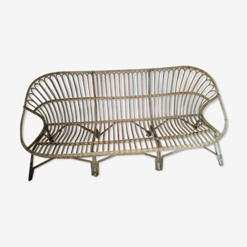 2/3-seater vintage rattan sofa