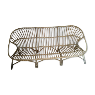 Banquette 2/3 places en rotin vintage