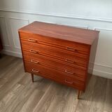 Teak veneer chest of drawers