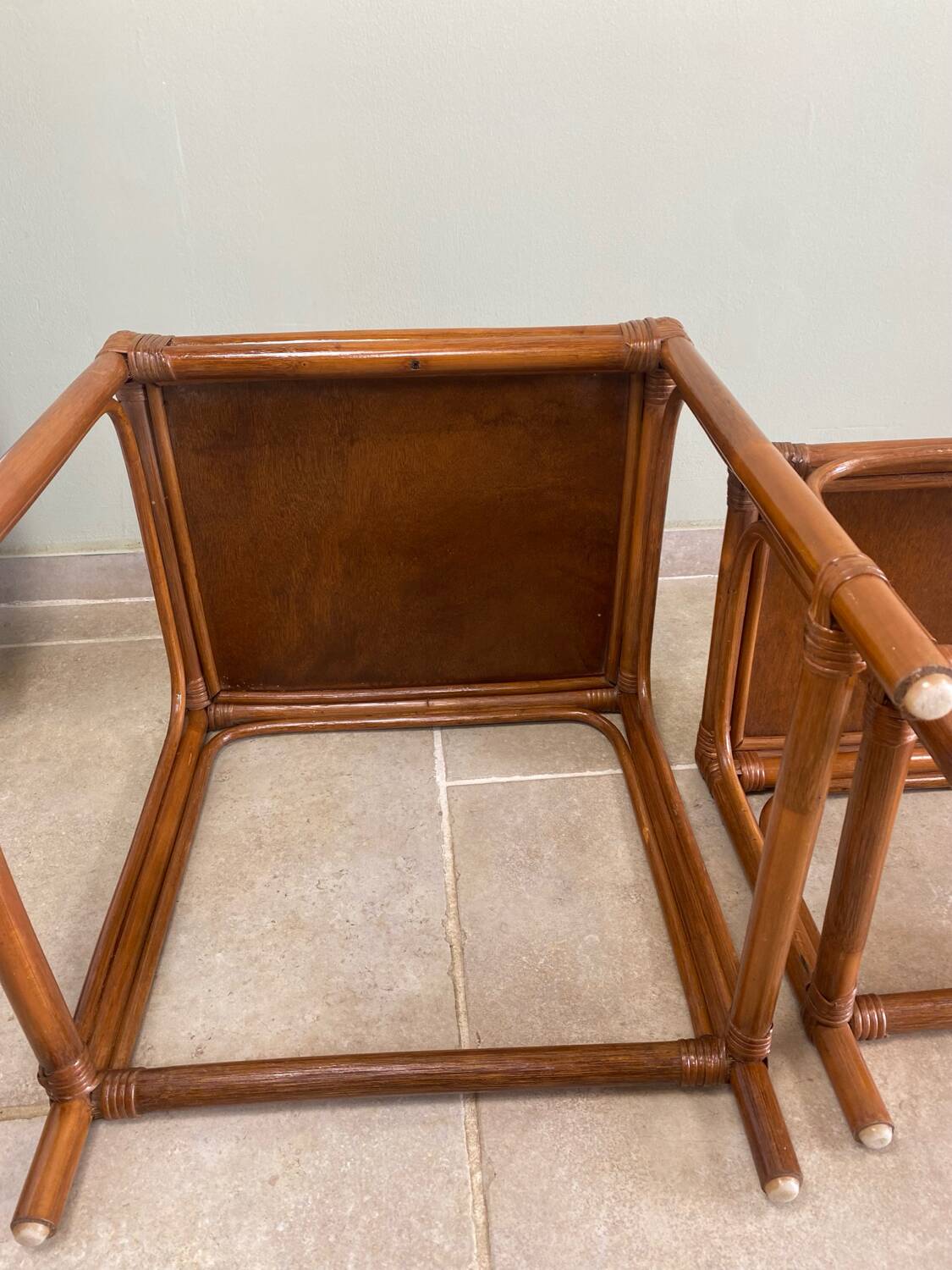 Nest of tables in rattan