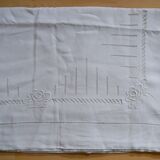 Linen old flat sheet with back embroidered Monogram "BN".