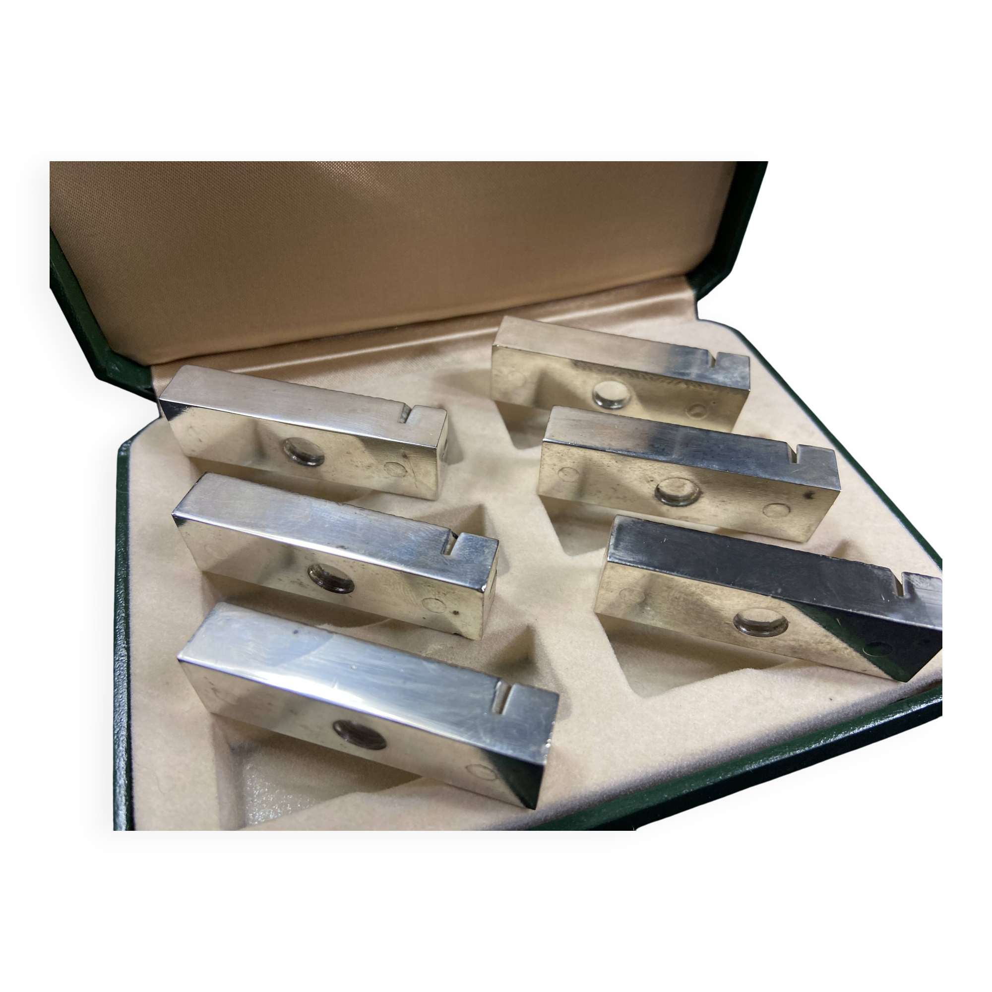 Complete set of 6 vintage metal menu holders 1960-1970