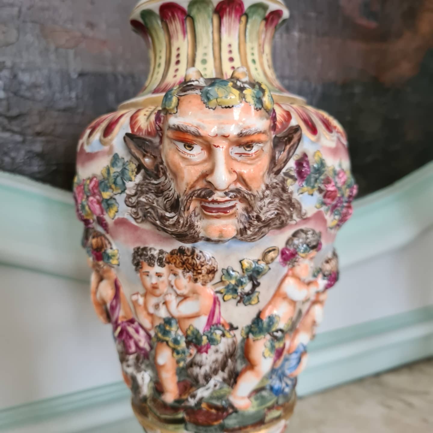 Pair of Capodimonte vases, second half of the 19th century