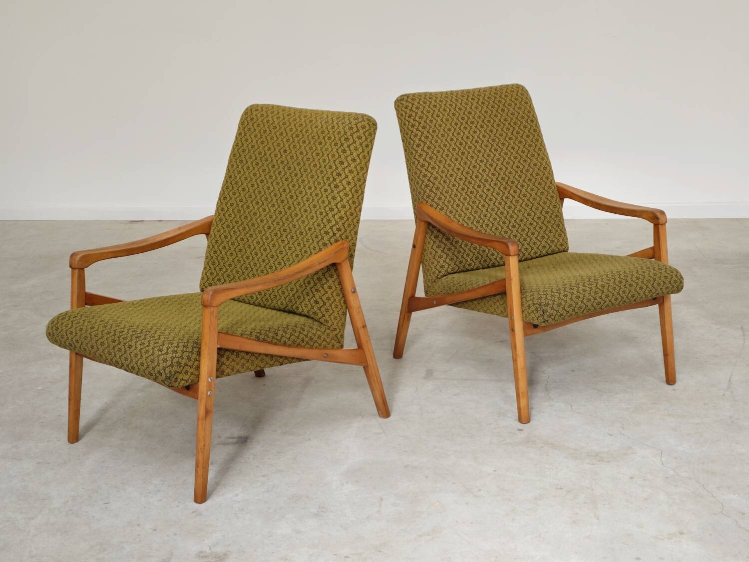 Pair of light green armchairs by Jiri Jiroutek for Interier Praha, 1960