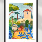 Peinture acrylique originale sur papier - Jardin du Sud