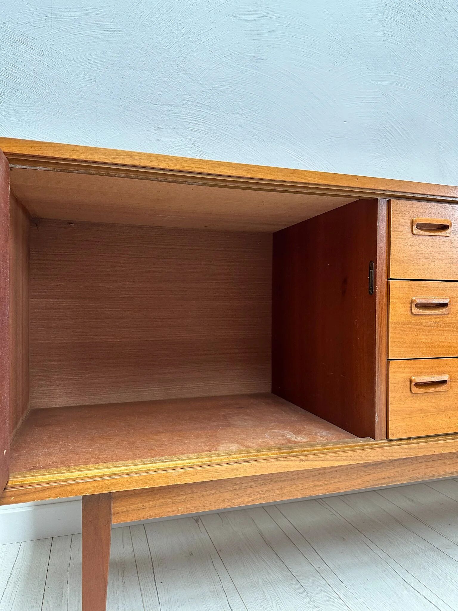 1960s extra large vintage minimalistic teak sideboard