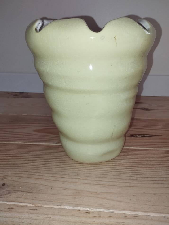 Vintage shell vase Salins – French crackled earthenware – 1970s