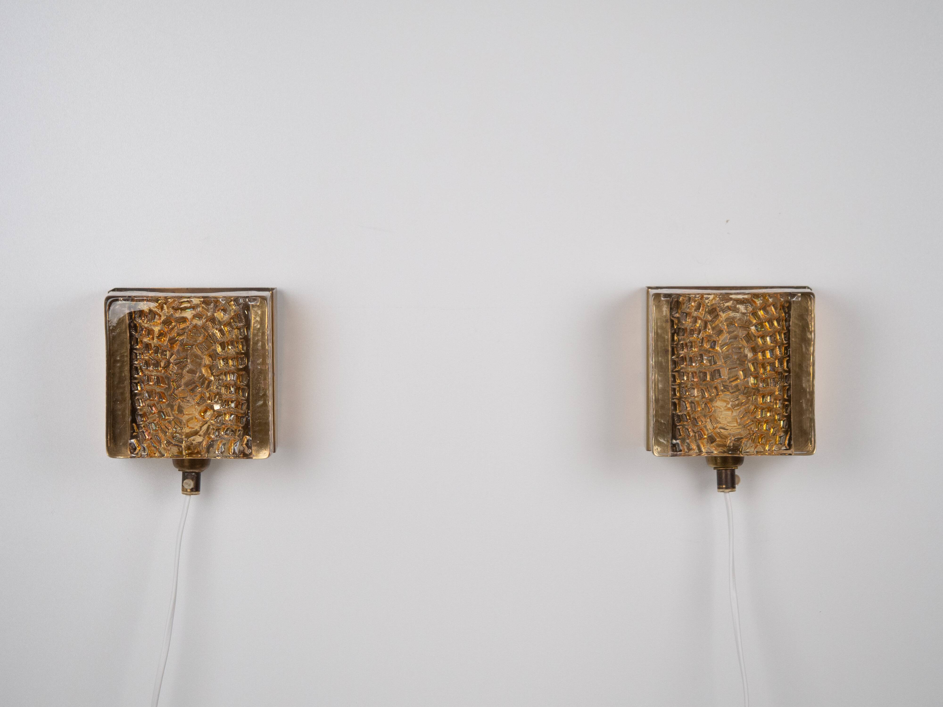 Pair of 2 Danish vintage Kalmar sconces by Vitrika, 1960s