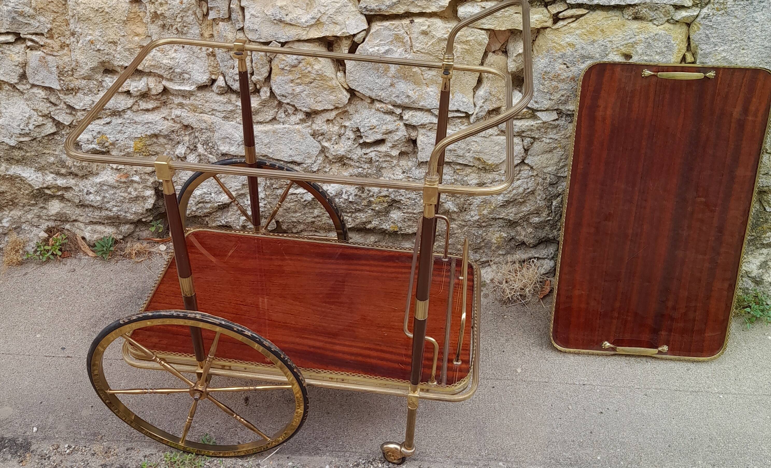 Vintage rolling bar trolley