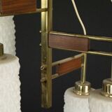 Mid-Century Modern Brass & Glass Chandelier