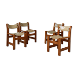 4 chairs in elm and leather Maison Regain