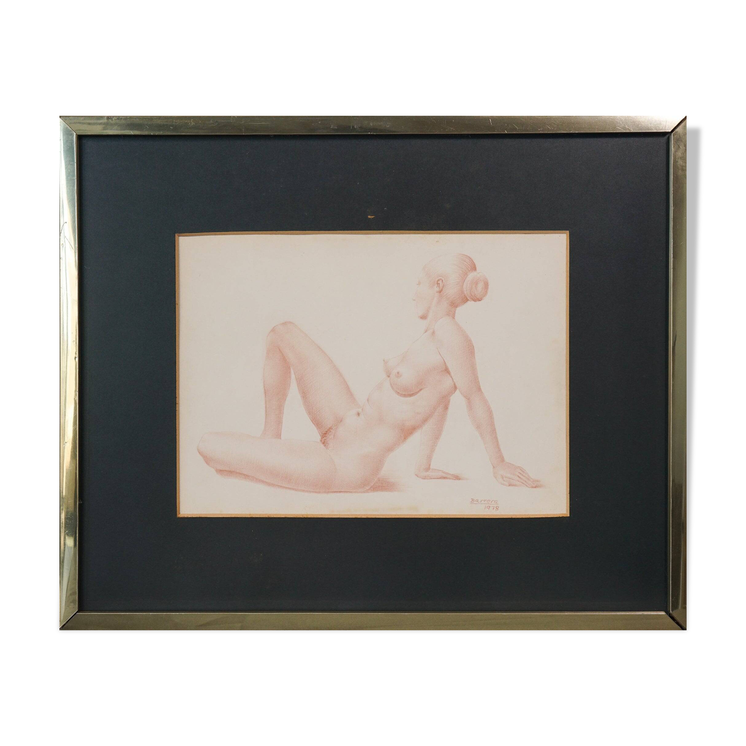 Barrera - Female Life Studies - Two Framed Drawings