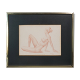 Barrera - Female Life Studies - Two Framed Drawings