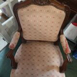 Lot de 2 fauteuils en bois et tissu style Louis XV