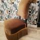 Fauteuil chauffeuse crapaud velours à franges style Napoléon III