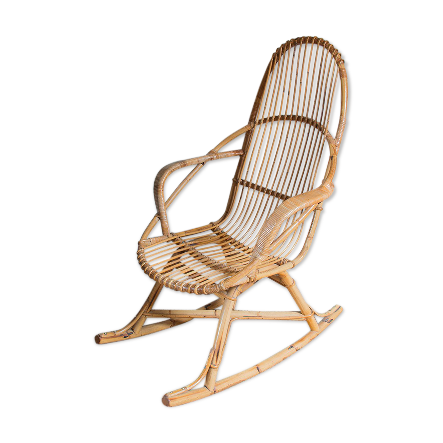 Rocking-chair en rotin