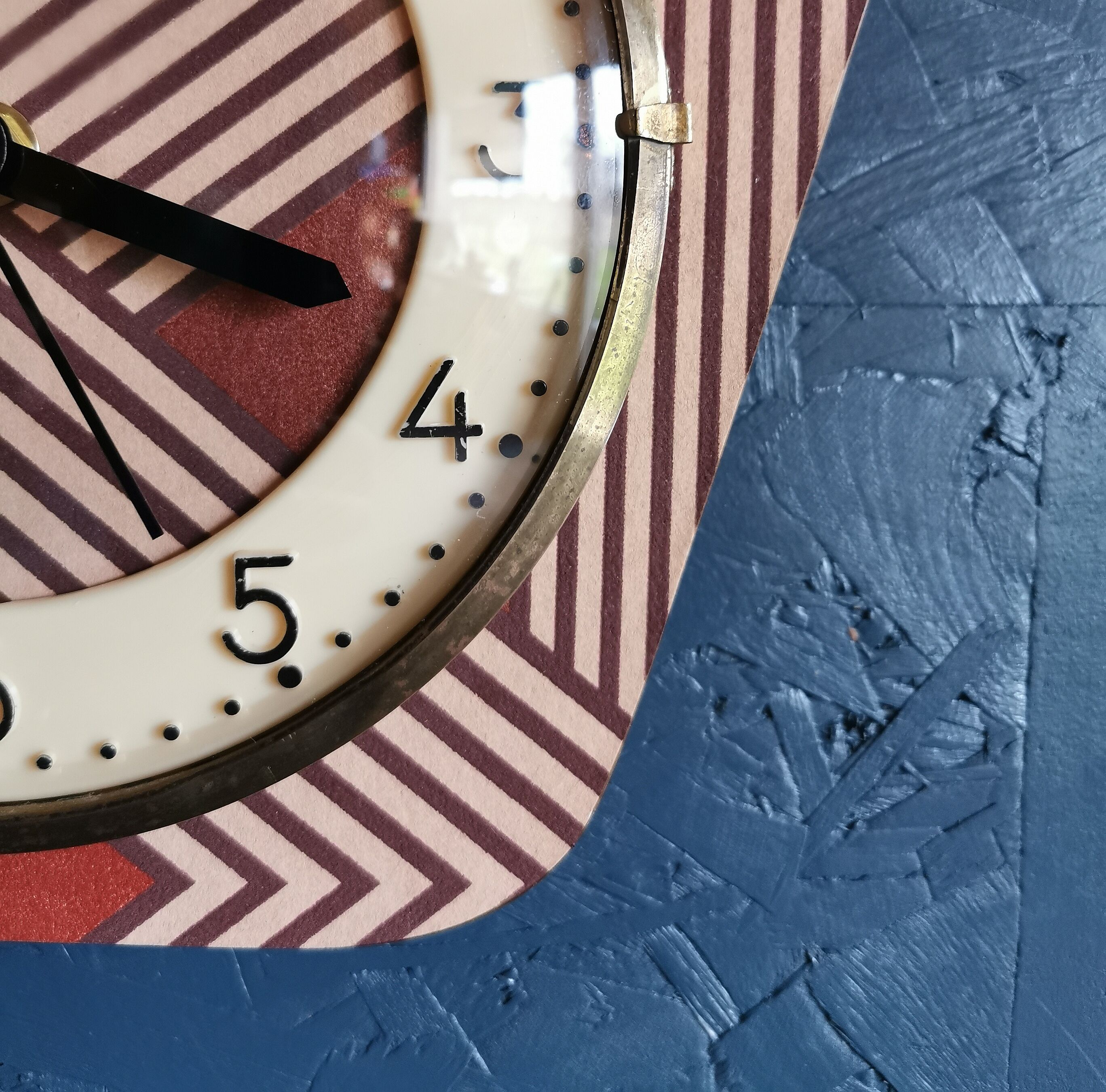 Vintage clock asymmetrical silent wall clock "pink copper"