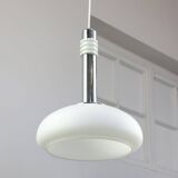 Mid-Century Danish Chrome & Opaline Pendant Lamp, 1960s