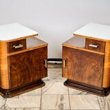 Set of Two Art Déco nightstands, by Jindřich Halabala, 1940s Czechoslovakia