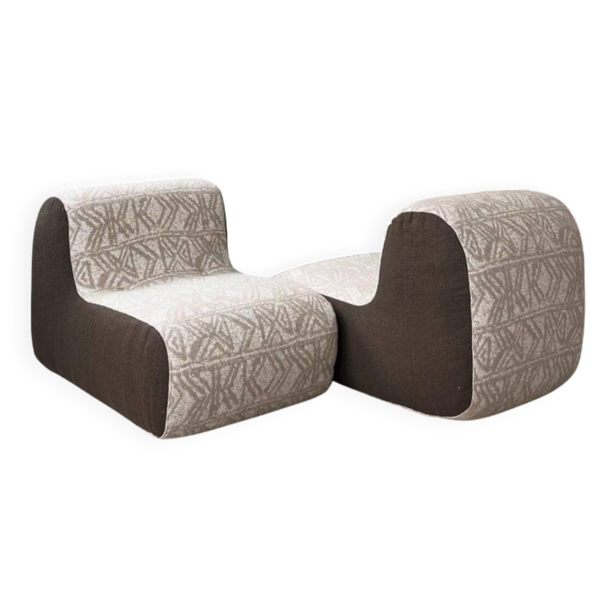 Pair of reupholstered vintage armchairs