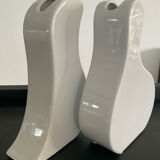 Pair of vintage glazed ceramic vases in an organic shape